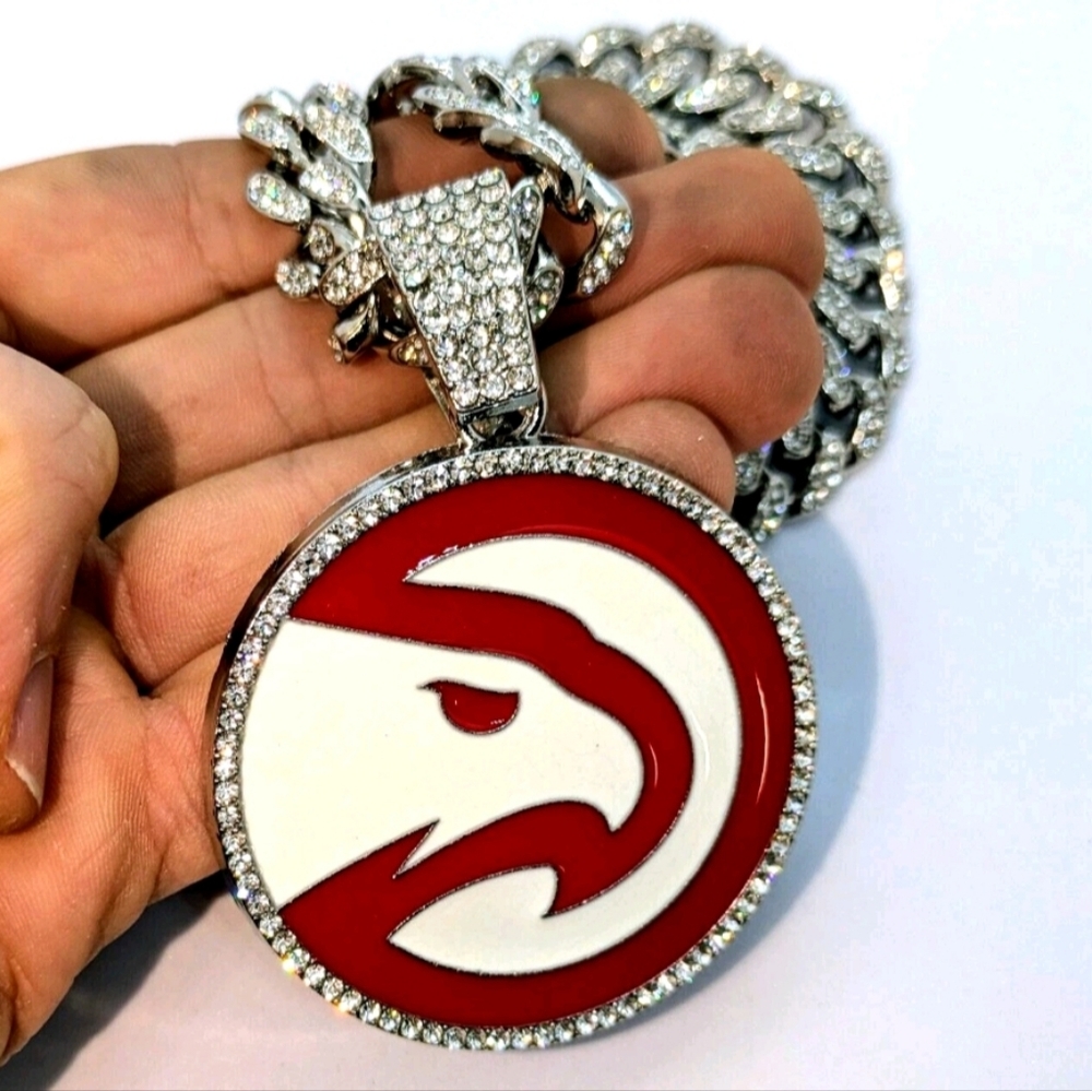 New Atlanta Hawks Iced Out Chain Necklace 20" Or 24" Choose Color